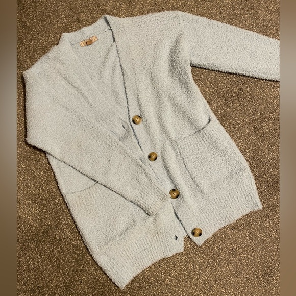 Harlow - Light Blue Fuzzy Cardigan - Picture 1 of 5
